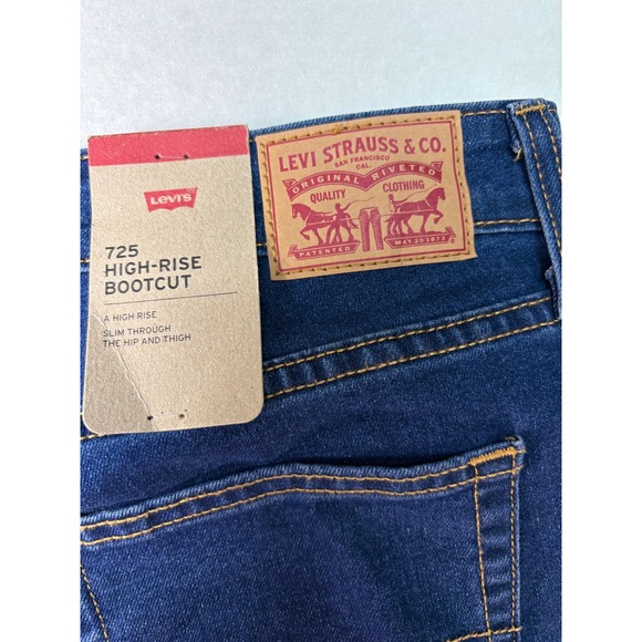 Levis 725 High Rise Bootcut Jeans Dark Wash Blue Denim 33x30 NWT 18759-2860 - Picture 8 of 11